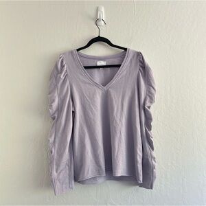 Sundays Anthropologie Puff Sleeve V Neck Top Long Sleeve Womens Size 2